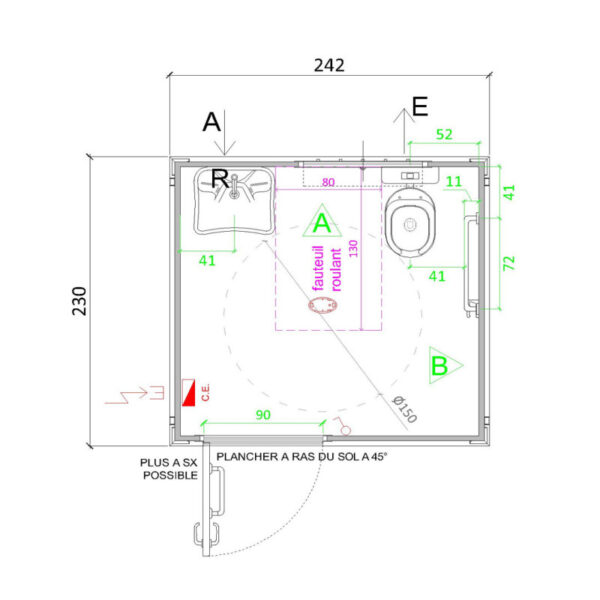 Nuevo bloque sanitario PMR con servicio PMR y Washbasin PMR