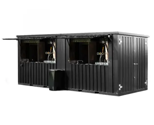 Contenedor de bar desmontable 6 × 2 metros XL negro RAL 9005