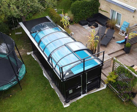 Piscina contenedor 6.11 x 2.5m lista para usar con techo paquete premium