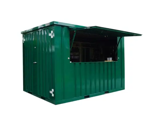Contenedor de bar desmontable XL 3 × 2 M Verde RAL 6016