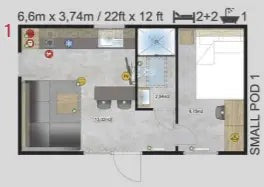 Casa móvil pequeña con garaje T2
