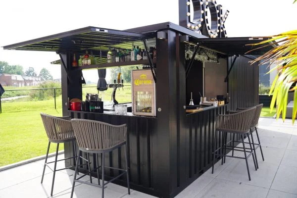 Contenedor de bar desmontable 6 × 2 metros XL negro RAL 9005 - Imagen 2