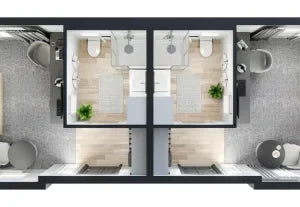 Casa Móvil Pro con dos habitaciones de 4 camas 57m2