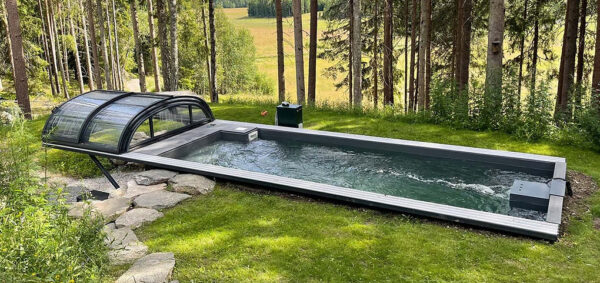 Piscina contenedor 6.11 x 2.5m lista para usar con techo paquete premium