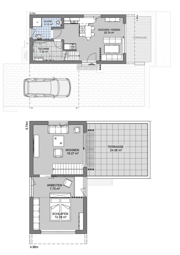 Casa modular de dos pisos X-Sense de 75